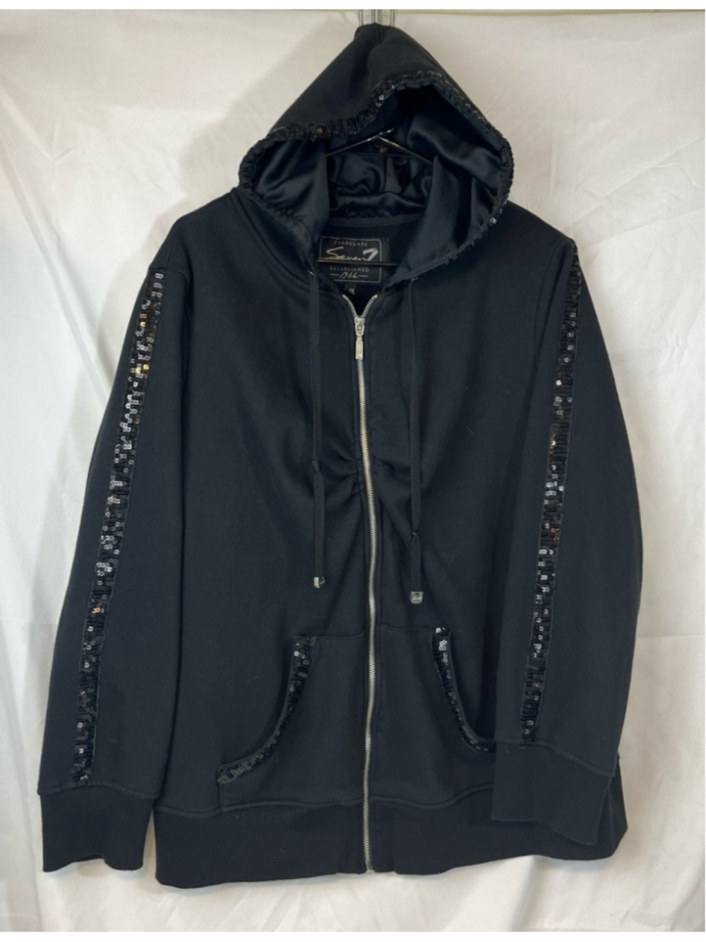 Seven7 Black Full Zip DS Hoodie with Sequins - Plus Size 22/24 EUC Like New Emo